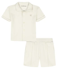 Calvin Klein Toddler and Little Boys' 2T-7 Novelty Knit Shirt Shorts, 2-Piece Set