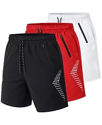 Galaxy By Harvic Men's Regular-Fit Performance Athletic Shorts, 3-Pack