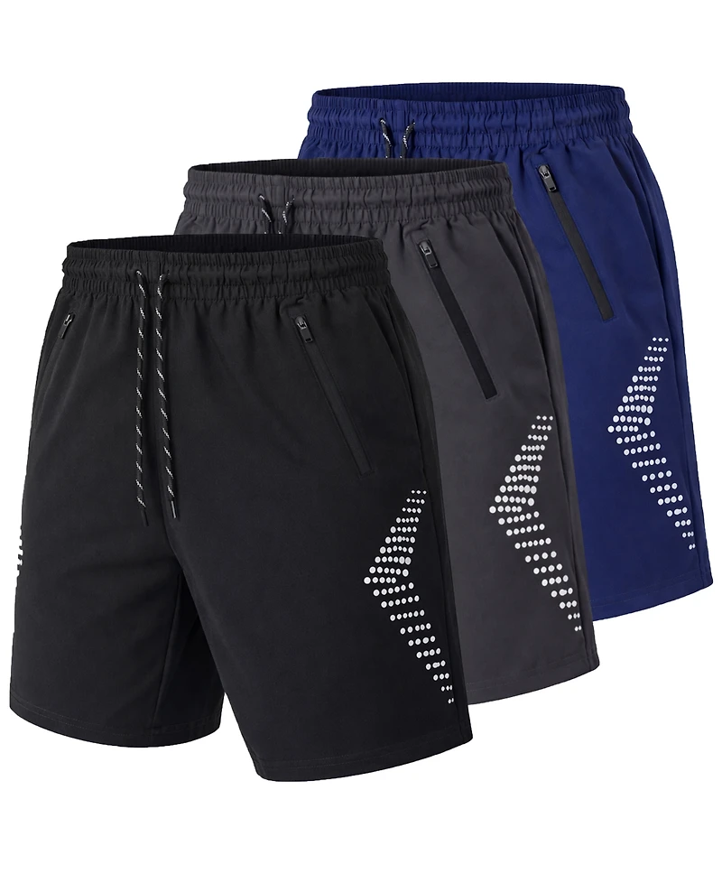 Galaxy By Harvic Men's Regular-Fit Performance Athletic Shorts, 3-Pack