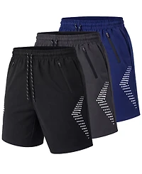 Galaxy By Harvic Men's Regular-Fit Performance Athletic Shorts, 3-Pack