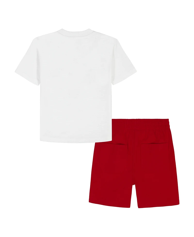 Kids Headquarters Boys' Toddler 2T-5T Short-Sleeve Travels T-Shirt and Poplin Shorts, 2-Piece Set