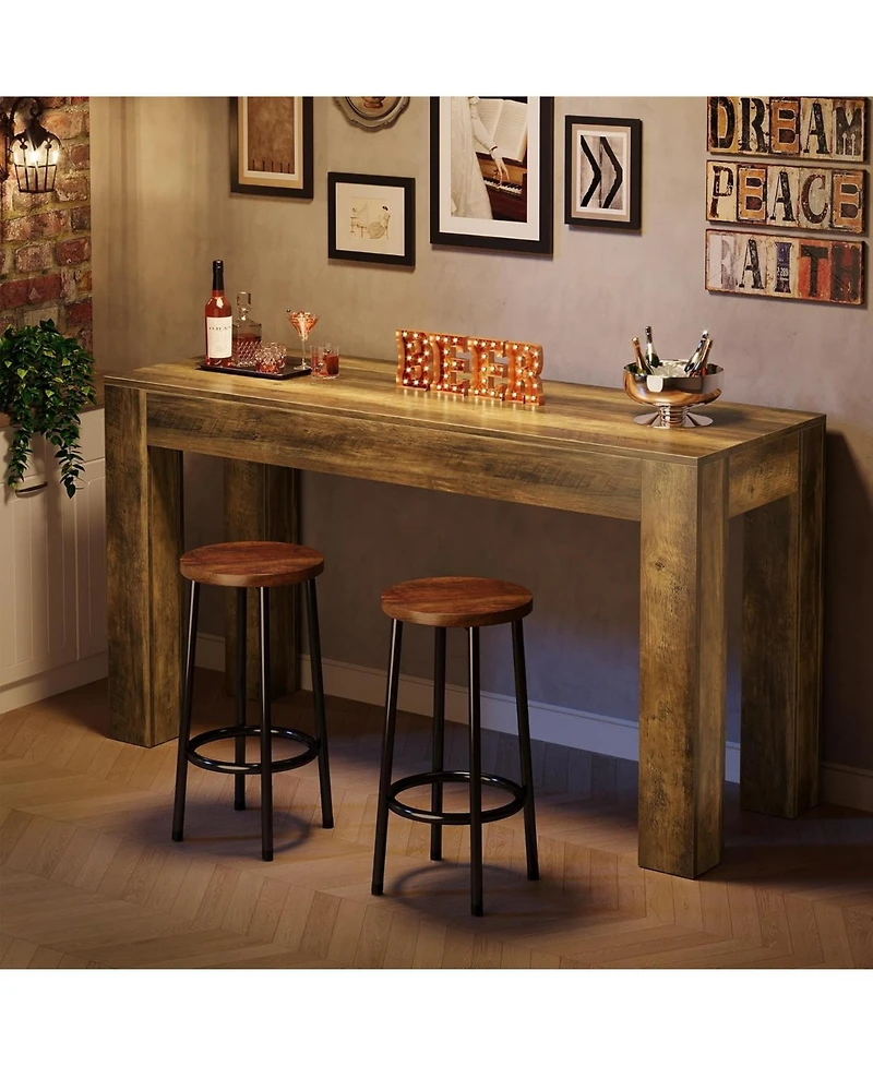 Tribesigns 63" Long Bar Table, Pub Table for Kitchen, Home Bar & Living Room