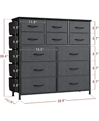 gaomon 12 Drawer Dresser with Fabric Bins,Fabric Storage Tower,Closet Organizers and Storage for Bedroom,Hallway&Entryway,Wood Top Chest of Drawers