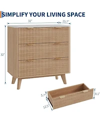 gaomon Fluted Nightstand, Modern 3 Drawer Bedside Table with Faux Marble Top, End Table for Bedroom Living Room