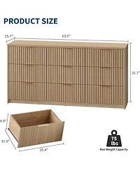 gaomon Drawer Fluted Wood Dresser, Large Storage Chest for Bedroom, Living Room