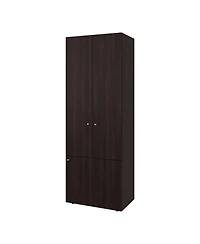 flynama Stained Walnut Tolleson 3-Door Tall Wardrobe Armoire 4 Shelves Hanging Rod Freestanding Storage