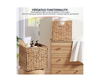 Ornavo Home Water Hyacinth Storage Cube Bin Baskets, Set of 6