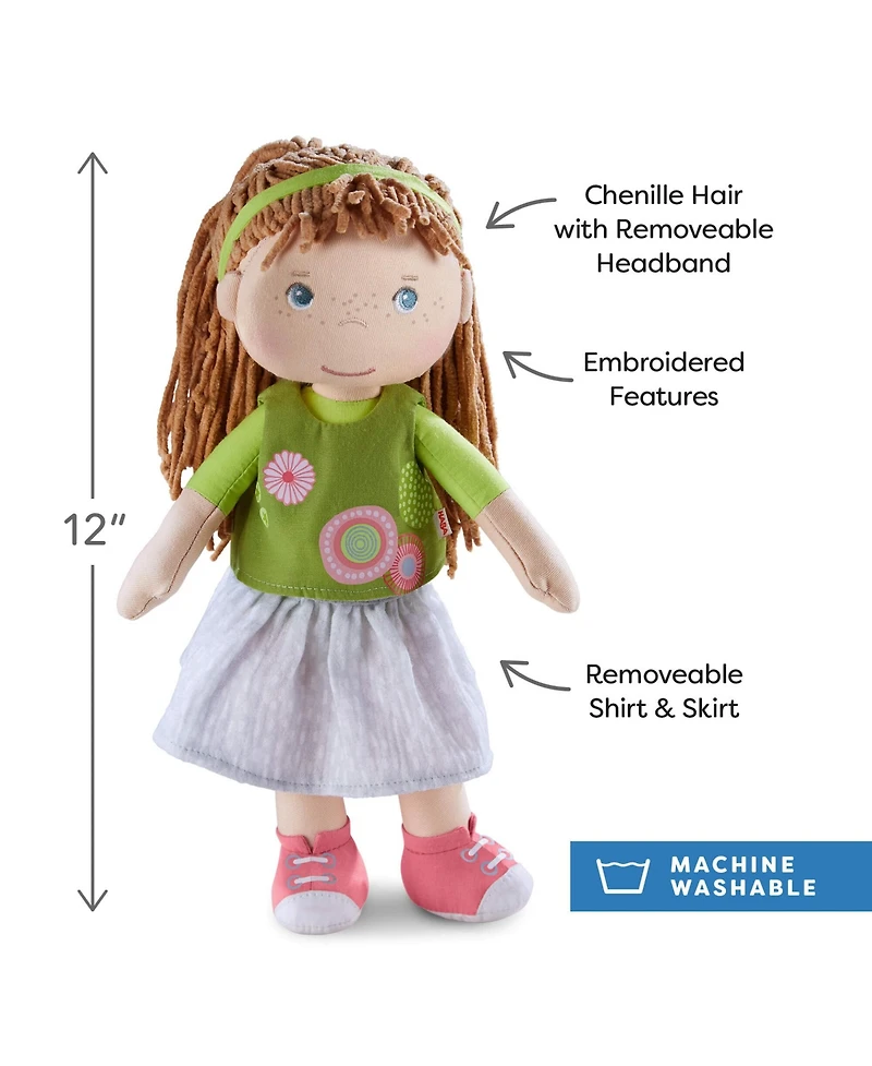 Haba Hedda 12" Soft Doll with Brown Hair and Embroidered Face