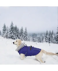Aronkl Reflective Waterproof Dog Jacket with Fur Collar & Adjustable Buckle for Cold Weather