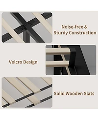 gaomon Bed Frame with Wingback Headboard, Velvet Upholstered Platform Bedframe Wood Slats, No Box Spring Needed, Easy Assembly