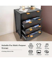 gaomon 4 Drawer Dresser, Waveform Fluted Panel Wood Dresser, Modern Dressers for Storage Drawers for Bedroom, Closet Living Room