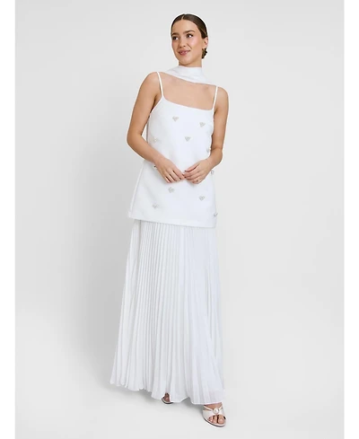 Six Stories Women's Embellished Pearl Strappy Maxi Dress