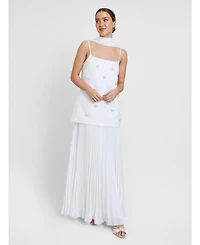 Six Stories Women's Embellished Pearl Strappy Maxi Dress