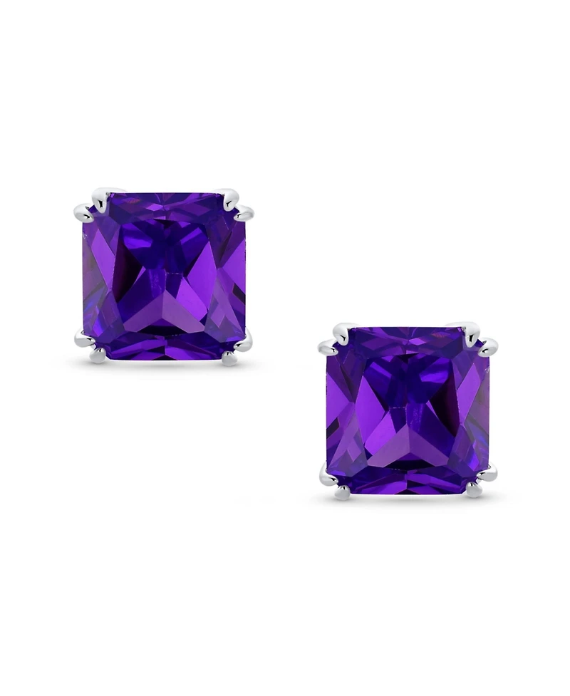 Bling Jewelry 12MM Princess Cut Cubic Zirconia Cz Solitaire Statement Clip On Stud Earrings Non Pierced