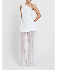 Six Stories Women's One Shoulder Satin Lace Skirt Dress