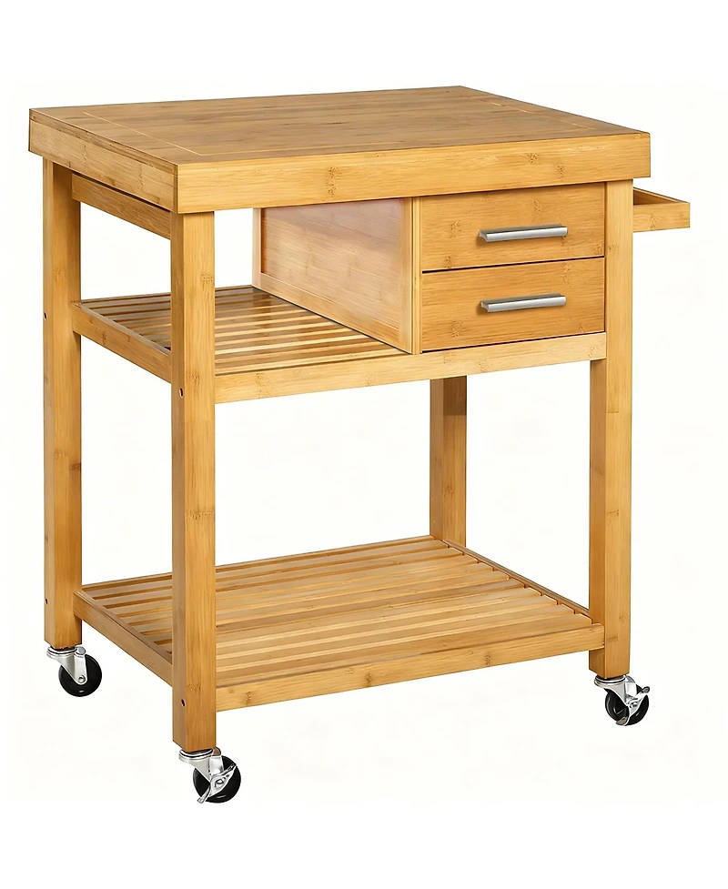 Yigii Kitchen Island Cart with Drawers, Shelves, Towel Rack, Casters