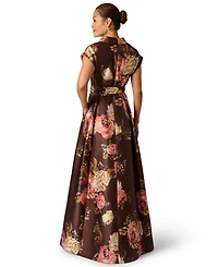 Adrianna Papell Women's Floral Print Long Gown