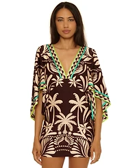 Trina Turk Women's Printed V-Neck Tunic Swim Dress