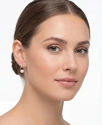 Macy's Cultured Freshwater Pearl (6-6.5mm) & Lab-Created White Sapphire (0.13 ct. t.w.) Drop Earrings in 14k Gold-Plated Sterling Silver