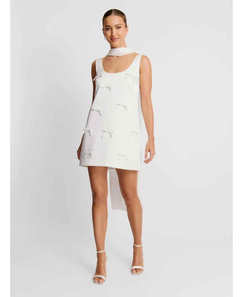 Six Stories Women's Scoop Neck Bow Detail Mini Dress