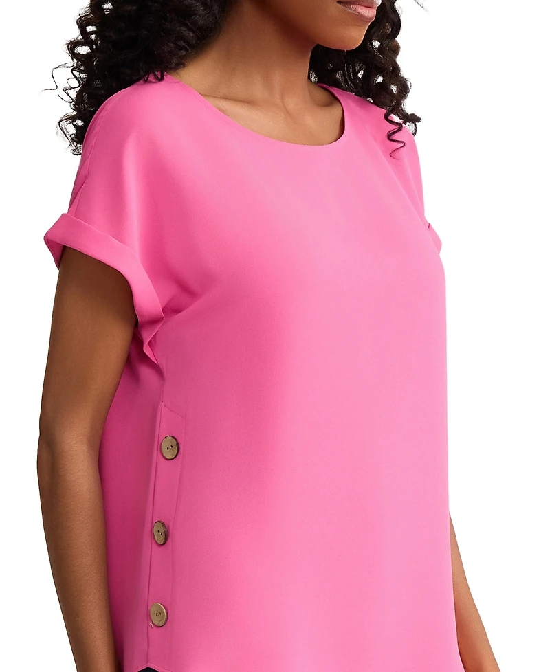 Jones New York Women's Short-Sleeve Button Detail Blouse