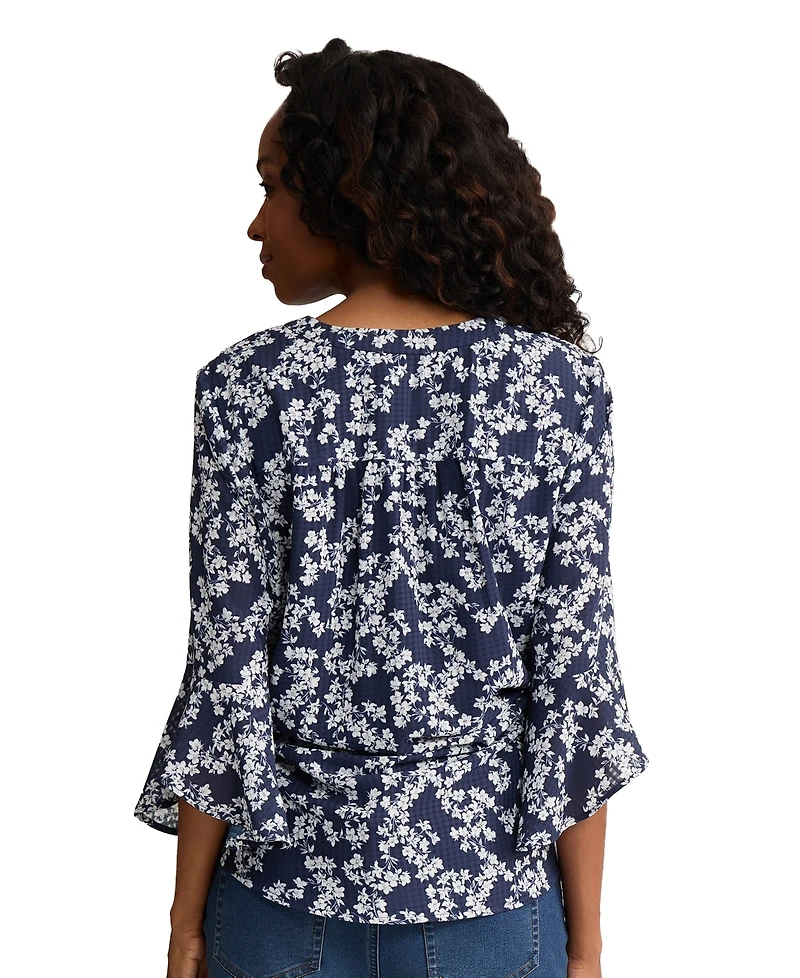 Jones New York Women's V-Neck Flutter-Sleeve Top