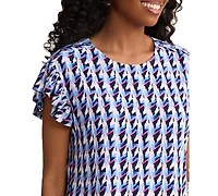 Jones New York Women's Flutter-Sleeve Round Neck Top