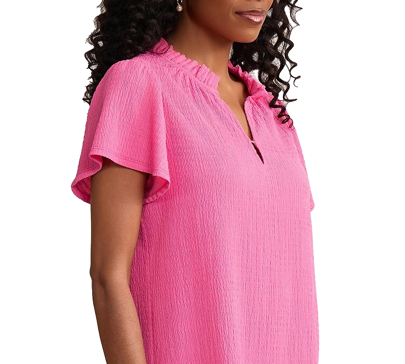 Jones New York Women's Flutter-Sleeve V-Neck Top