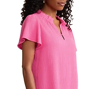 Jones New York Women's Flutter-Sleeve V-Neck Top