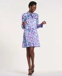 Isaac Mizrahi Women's Long-Sleeve Bow-Tie Neck Dress