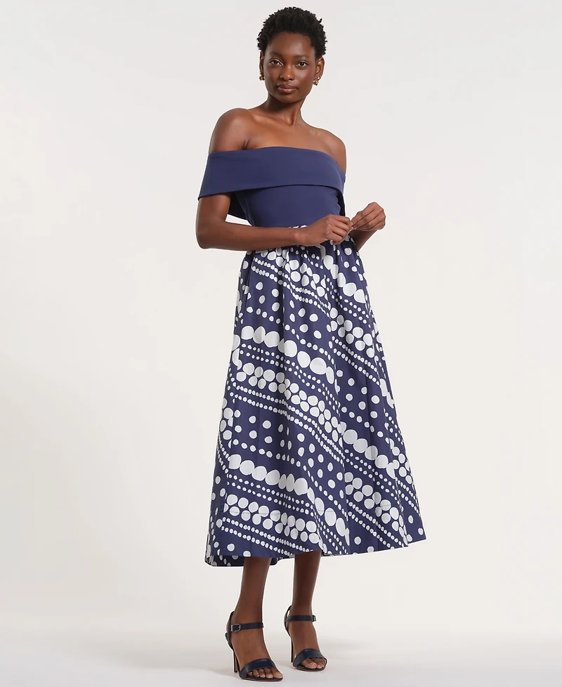 Isaac Mizrahi Women's Off-The-Shoulder Printed Maxi Dress