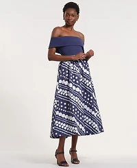 Isaac Mizrahi Women's Off-The-Shoulder Printed Maxi Dress