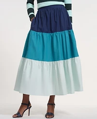 Isaac Mizrahi Women's Pull-On Tiered Maxi Long Skirt