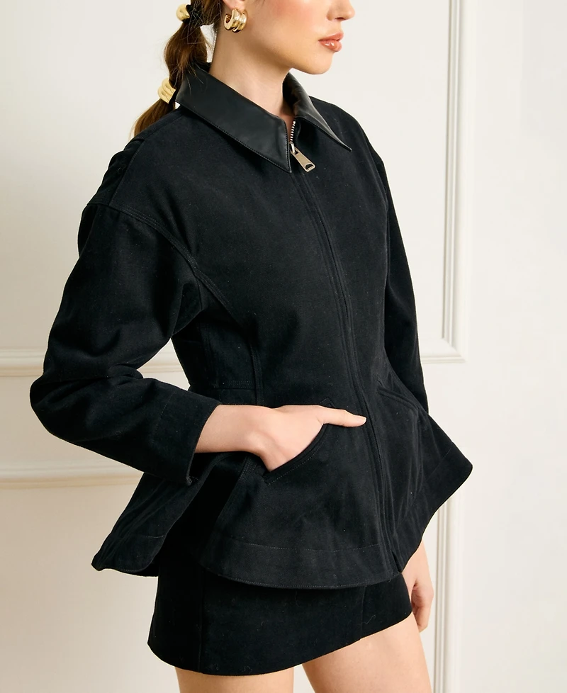 Line & Dot Women's Eton Peplum Pull-On Sweater