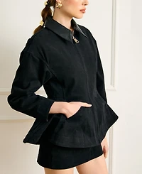 Line & Dot Women's Eton Peplum Pull-On Sweater