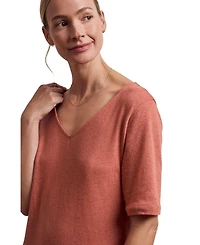 Celtic & Co. Women's Linen Blend V-Neck Midi Dress