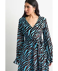 Warehouse Women's Burnout Velvet Plunge Maxi Dress