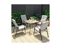Slickblue Outdoor 5-Piece Dining Set with Stackable Chairs and Cushions