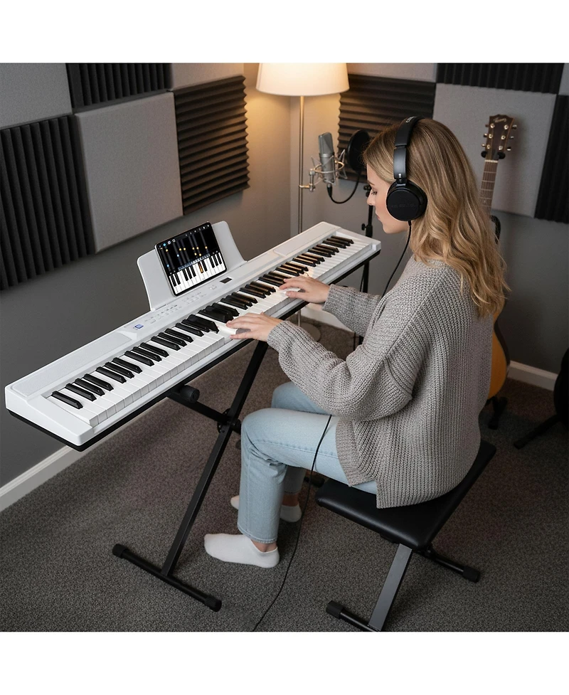 Mecale 88-Key Electric Piano Keyboard with Adjustable Stand & Portable Bag for Home or Travel