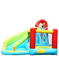 Mecale 6-in-1 Inflatable Bounce House with Climbing Wall & Basketball Hoop, Blower Included