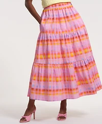 Isaac Mizrahi Women's Pull-On Tiered Maxi Long Skirt