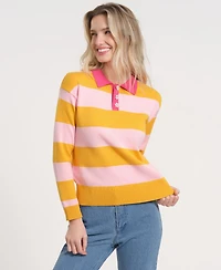 Isaac Mizrahi Women's Long-Sleeve Collared Knitted Sweater