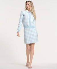 Isaac Mizrahi Women's Long-Sleeve Gingham Cardigan