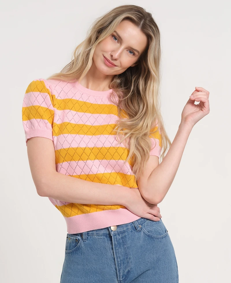 Isaac Mizrahi Women's Balloon Short-Sleeve Knitted Sweater