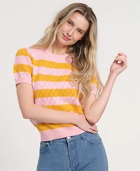 Isaac Mizrahi Women's Balloon Short-Sleeve Knitted Sweater