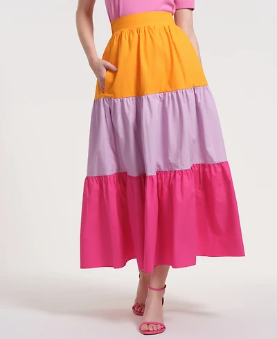 Isaac Mizrahi Women's Pull-On Tiered Maxi Long Skirt