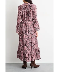 Warehouse Women's Chiffon Shirred High Neck Midi Dress