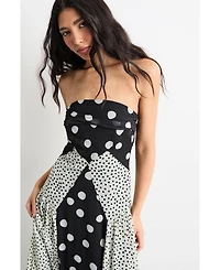 Warehouse Women's Printed Bandeau Seam Detail Midi Dress