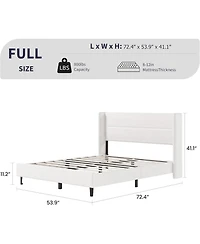 gaomon Bed Frame with Wingback Headboard, Velvet Upholstered Platform Bedframe Wood Slats, No Box Spring Needed, Easy Assembly