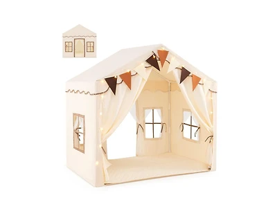 Hongge 3-4 Kids Large Play Tent House with 2 Opening Doors and Star Lights-Beige